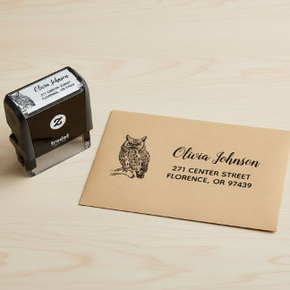 Tampon encreur vintage chouette d'adresse de retou