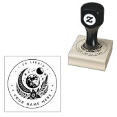Tampon ex libris de lune florale ronde (Tamponné)