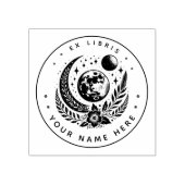 Tampon ex libris de lune florale ronde (Impression)