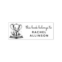 Tampon Ex Libris d'érudit éléphant bébé