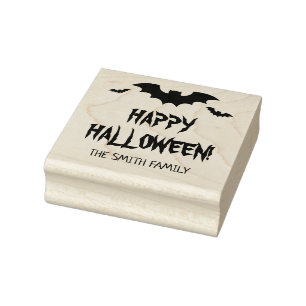 Tampon Halloween en caoutchouc avec chauves-souris
