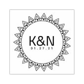 Tampon Mariage Initial Logo Déco Cœur Circulaire (Impression)