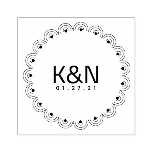 Tampon Mariage Logo Initial Circulaire Deco Heart