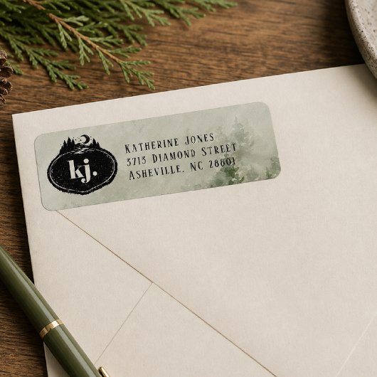 Tampon Nature Monogrammé | Étiquette d'adresse per
