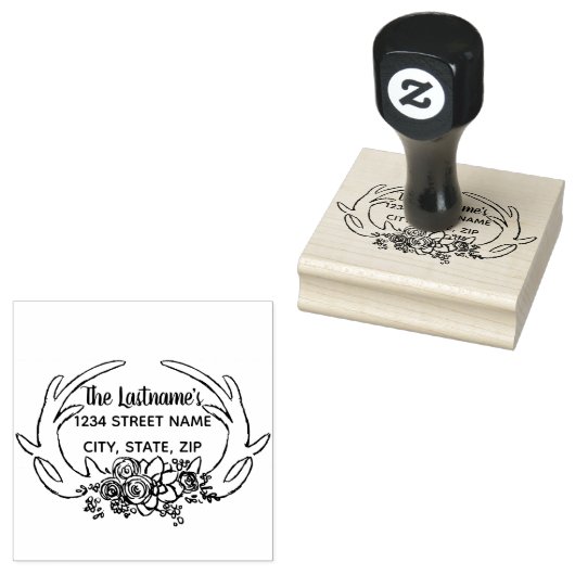 Tampon rustique et timbre d'adresse de fleur (Tamponné)