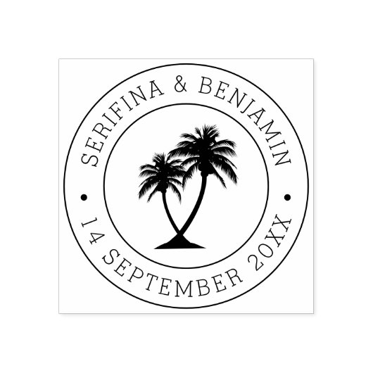 Tampon Tropical Palm Beach Mariage personnalisé Pa (Impression)