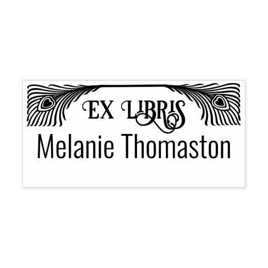 Tampons Encreurs 2 Plumes Peacock Art Nouveau Ex Libris Bibliothèqu (Impression)
