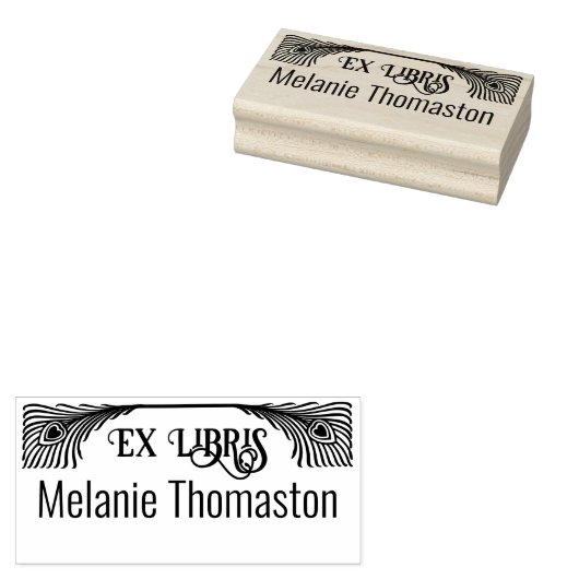 Tampons Encreurs 2 Plumes Peacock Art Nouveau Ex Libris Bibliothèqu (Tamponné)