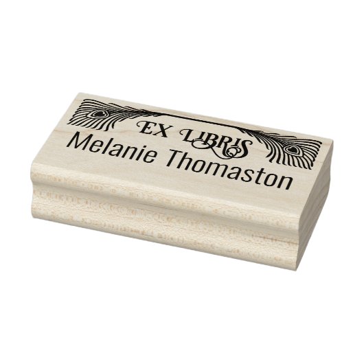 Tampons Encreurs 2 Plumes Peacock Art Nouveau Ex Libris Bibliothèqu (Tampon)