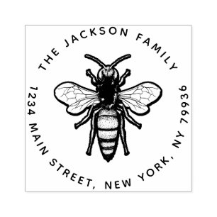 Tampons Encreurs Abeille de miel vintage, créez votre propre nom de