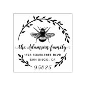Tampons Encreurs Abeille et couronne | Rustic Script Nom de famille (Impression)
