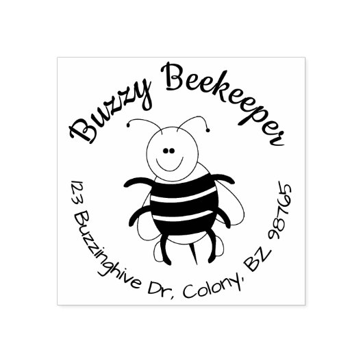 Tampons Encreurs Adresse de retour d'abeille mignonne circulaire Ti (Impression)