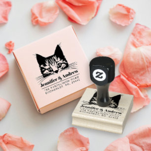 Tampons Encreurs Adresse de Retour de Famille de Chat Moderne