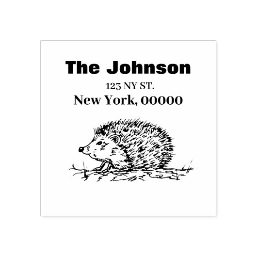 Tampons Encreurs Adresse de retour de hérisson et nom de famille (Impression)