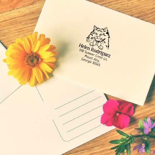 Tampons Encreurs Adresse de retour de la poupée du sac de chat