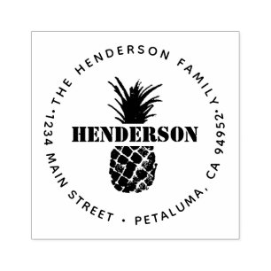 Tampons Encreurs Adresse de retour de la ronde d'ananas tropicale