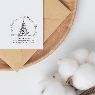 Tampons Encreurs Adresse de retour de l'arbre de Noël dessiné à la