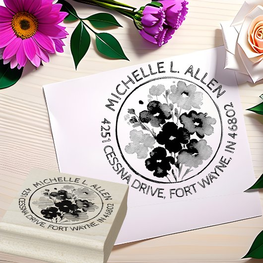 Tampons Encreurs Adresse de retour de l'art floral élégant