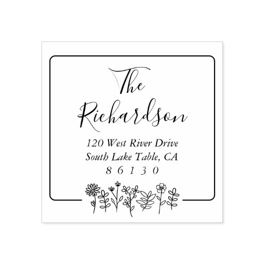 Tampons Encreurs Adresse de retour de l'esquisse Flowers Self-inkin (Impression)