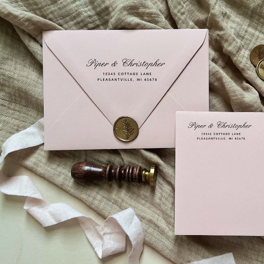 Tampons Encreurs Adresse de retour de mariage en écriture cursive é