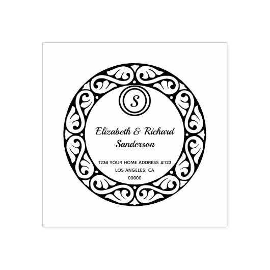 Tampons Encreurs Adresse de retour de monogramme dans le cercle de (Impression)