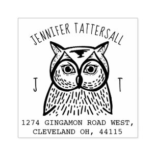 Tampons Encreurs Adresse de retour de monogramme de hibou mignon et