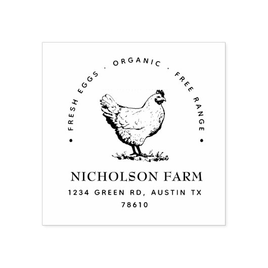 Tampons Encreurs adresse de retour de poulet moderne Timbre (Impression)
