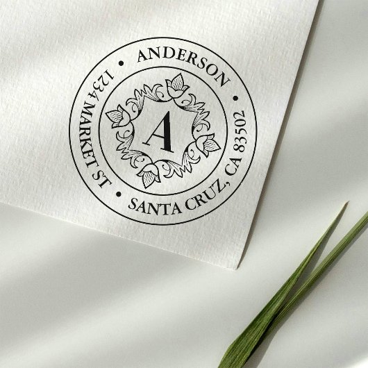 Tampons Encreurs Adresse de retour du cadre Monogram Retro