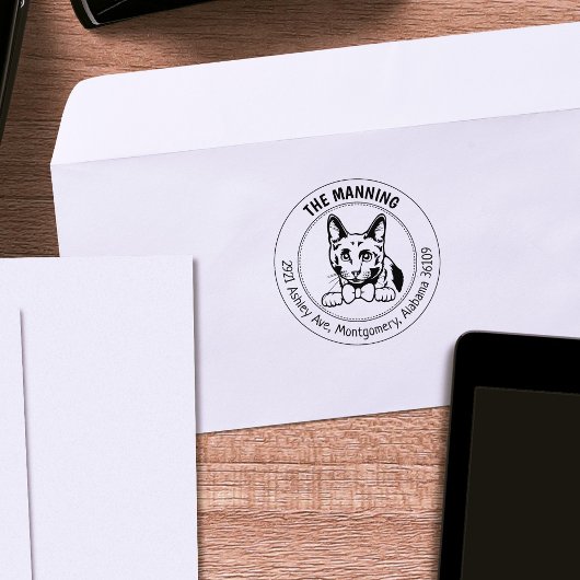 Tampons Encreurs Adresse de retour du chat bleu russe