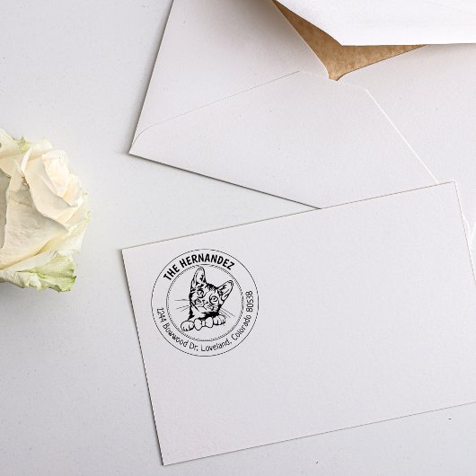 Tampons Encreurs Adresse de retour du chat du Bengale