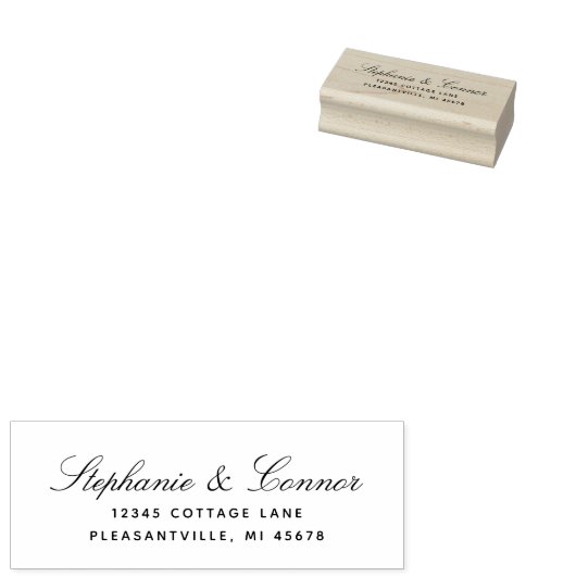 Tampons Encreurs Adresse de retour du Mariage de script élégant (Tamponné)