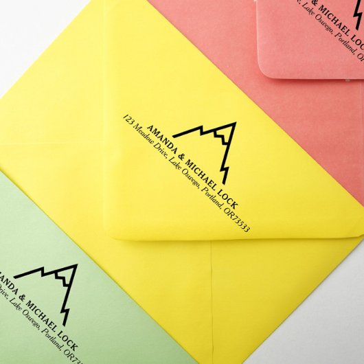 Tampons Encreurs Adresse de retour du Mariage Logo Simple Mountain