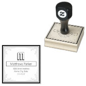 Tampons Encreurs Adresse de retour du monogramme Carré classique (Tamponné)