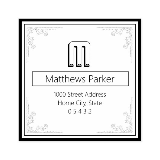 Tampons Encreurs Adresse de retour du monogramme Carré classique (Impression)