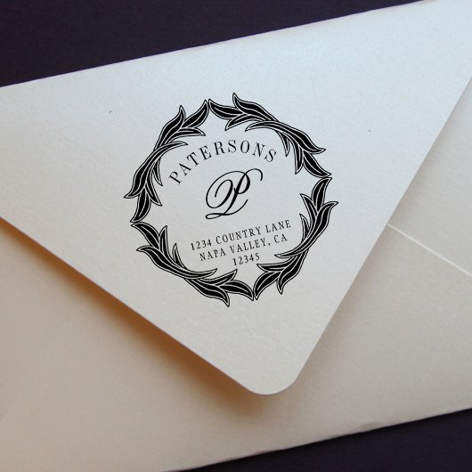 Tampons Encreurs Adresse de retour du monogramme de couronne botani