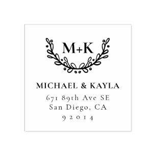 Tampons Encreurs Adresse de retour du monogramme de la couronne de 