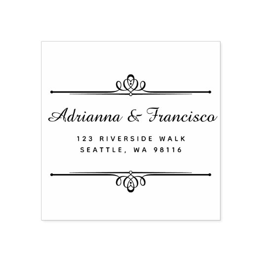 Tampons Encreurs Adresse de retour du script de Mariage chic en boi (Impression)