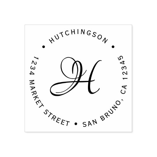 Tampons Encreurs Adresse de retour du script de monogramme initial  (Impression)