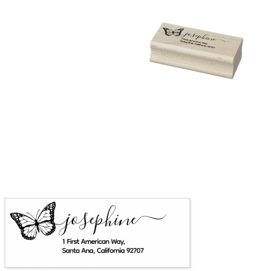 Tampons Encreurs Adresse de retour du script papillon moderne (Tamponné)