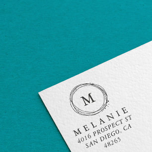 Tampons Encreurs Adresse de retour Élégant Monogramme Minimaliste