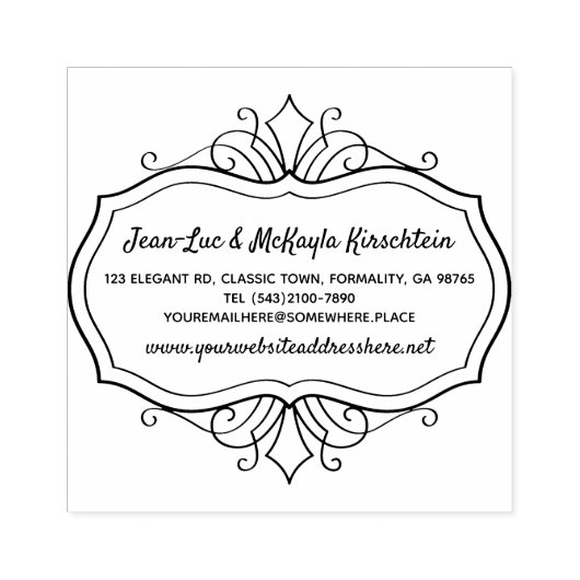 Tampons Encreurs Adresse de retour Elegant Rococo Baroque Classy Ca (Impression)