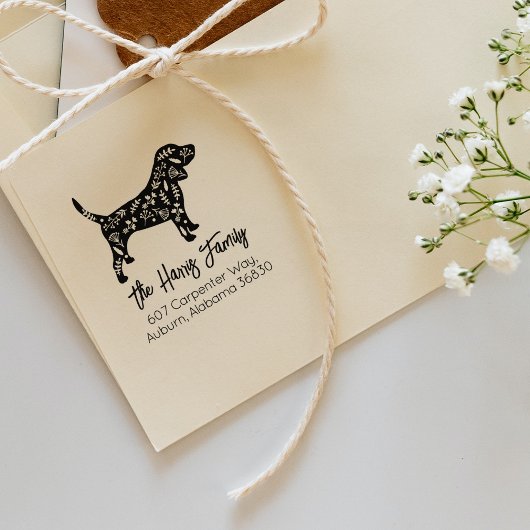 Tampons Encreurs Adresse de retour famille Beagle décorée