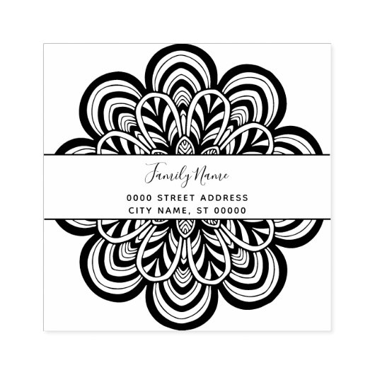 Tampons Encreurs Adresse de retour Floral Timbre en caoutchouc (Impression)