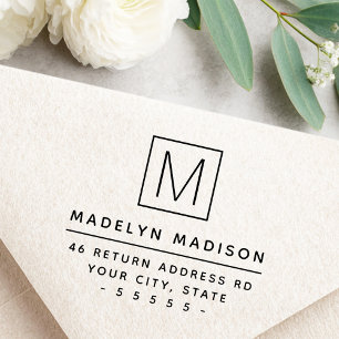 Tampons Encreurs Adresse de retour minimale initiale du monogramme