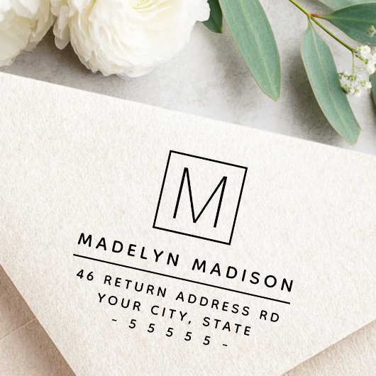 Tampons Encreurs Adresse de retour minimale initiale du monogramme