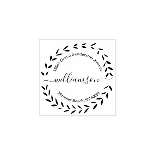 Tampons Encreurs Adresse de retour moderne Stamp Laurel Wreath (Impression)