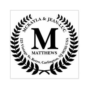 Tampons Encreurs Adresse de retour Monogram Classic Laurel Wreath