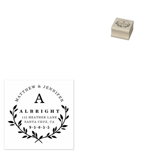 Tampons Encreurs Adresse de retour Monogram & Elegant Script (Tamponné)