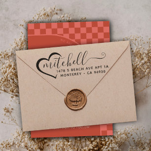 Tampons Encreurs Adresse de retour personnalisée Famille Coeur coup