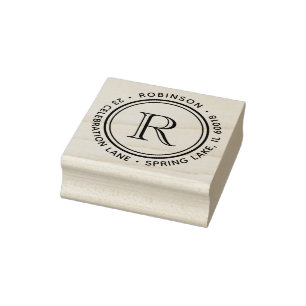 Tampons Encreurs Adresse de Retour Rond Élégant et Simple Monogramm